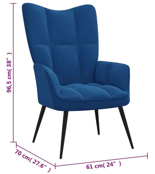 VidaXL Kék Bársony Pihenőszék - 61x70x96,5 cm