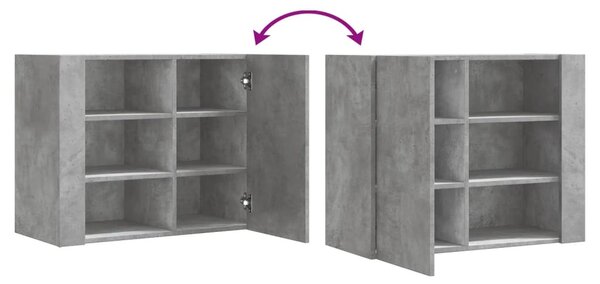 Betonszürke szerelt fa faliszekrény 75 x 35 x 60 cm