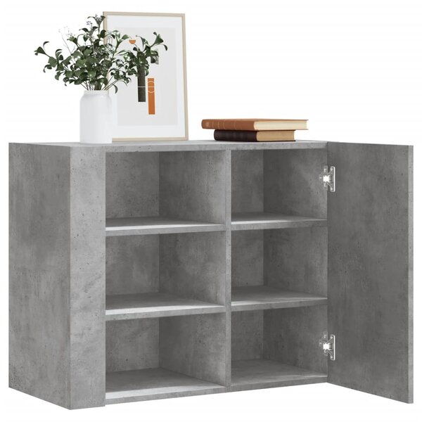 Betonszürke szerelt fa faliszekrény 75 x 35 x 60 cm