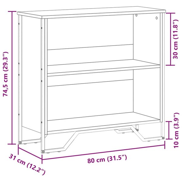 Fekete szerelt fa könyvszekrény 80 x 31 x 74,5 cm