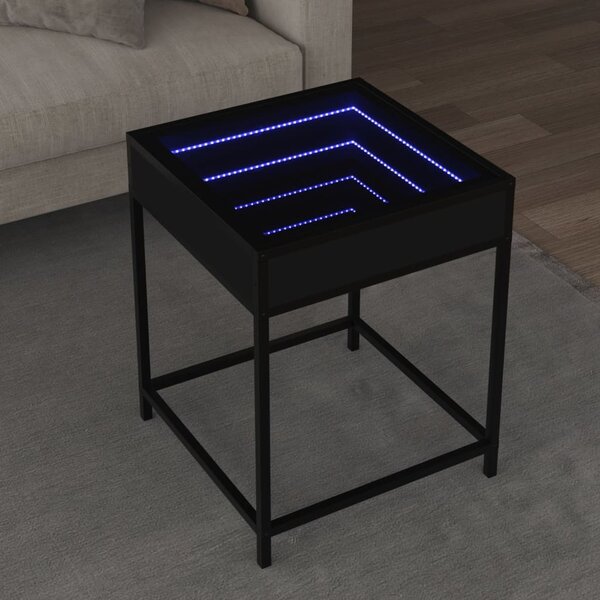 VidaXL fekete végtelen hatású LED-es dohányzóasztal 40 x 40 x 51 cm