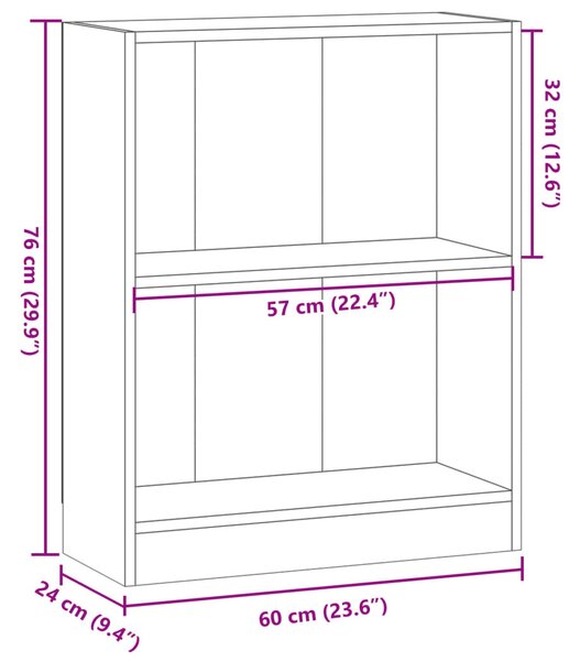 Antik fa színű szerelt fa könyvespolc 60 x 24 x 76 cm