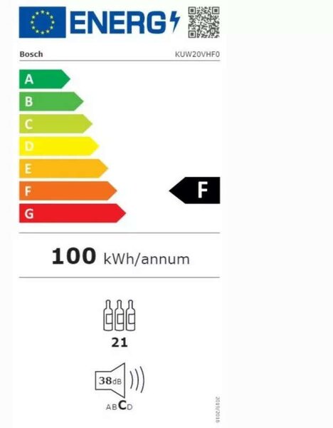 Bosch KUW20VHF0 Borhűtő - 21 Üveg, Fekete