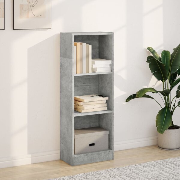 Betonszürke szerelt fa könyvespolc 40 x 24 x 109 cm