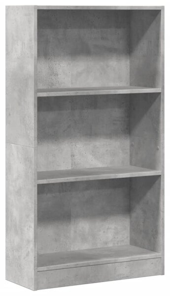 Betonszürke szerelt fa könyvespolc 60 x 24 x 109 cm