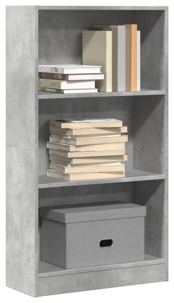 Betonszürke szerelt fa könyvespolc 60 x 24 x 109 cm