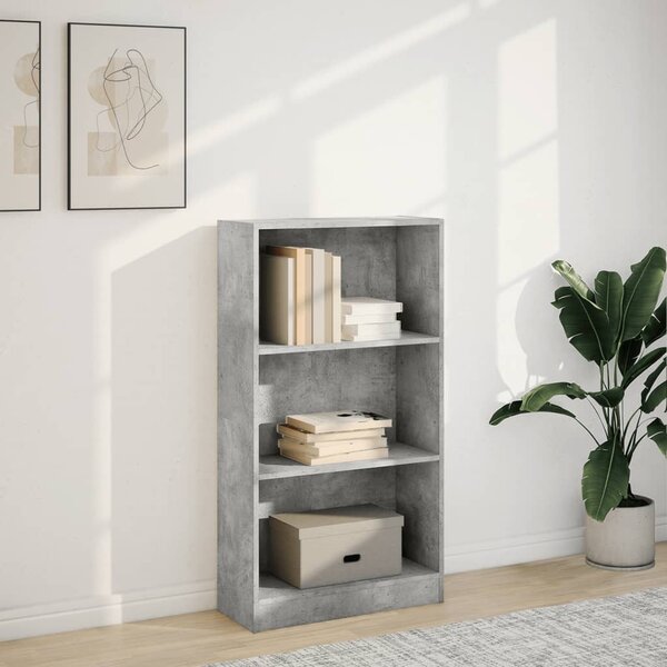 Betonszürke szerelt fa könyvespolc 60 x 24 x 109 cm