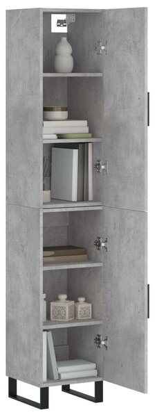VidaXL betonszürke szerelt fa magasszekrény 34,5x34x180 cm