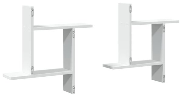 2 db fehér szerelt fa fali polc 50 x 12 x 50 cm