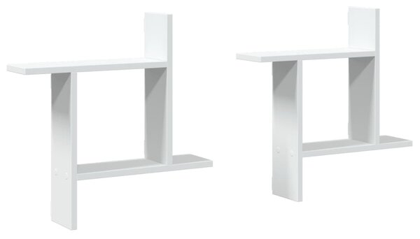 2 db fehér szerelt fa fali polc 50 x 12 x 50 cm