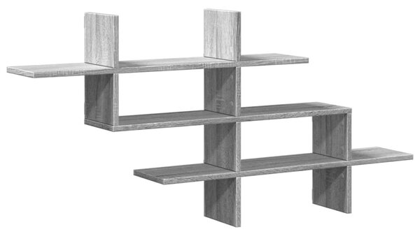 Szürke sonoma színű szerelt fa fali polc 124,5 x 18 x 60,5 cm