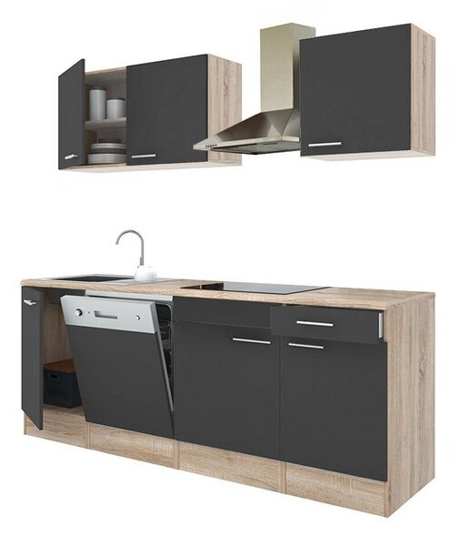 Yorki Konyhabútor - Sonoma Tölgy/Antracit - 220 cm