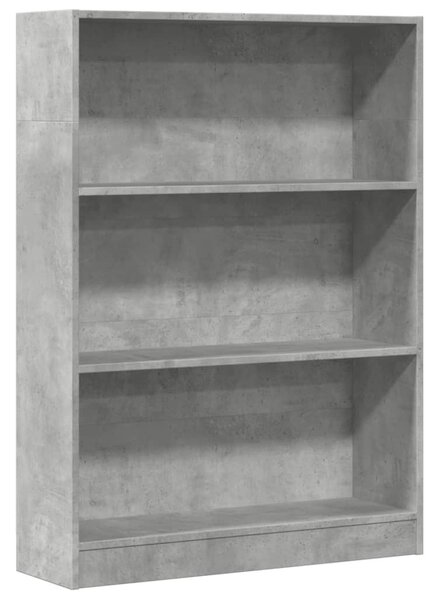 Betonszürke szerelt fa könyvespolc 80 x 24 x 109 cm