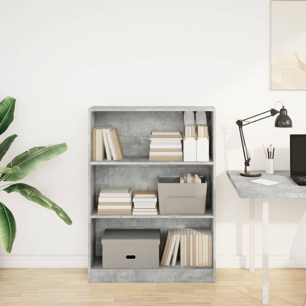 Betonszürke szerelt fa könyvespolc 80 x 24 x 109 cm