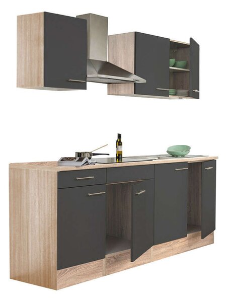 Yorki Konyhabútor Sonoma Tölgy/Antracit - 210 cm