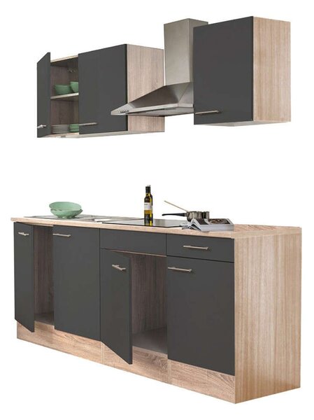 Yorki Konyhabútor Sonoma Tölgy/Antracit - 210 cm