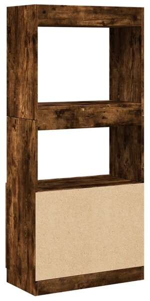 Füstös tölgy színű szerelt fa magasszekrény 63 x 33 x 140 cm