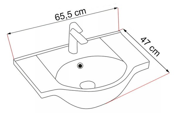 Bianca Plus - Mosdószekrény - 65 cm - Fehér
