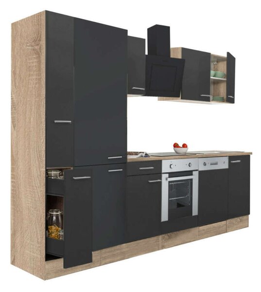Yorki Konyhabútor - Sonoma Tölgy/Antracit - 310 cm