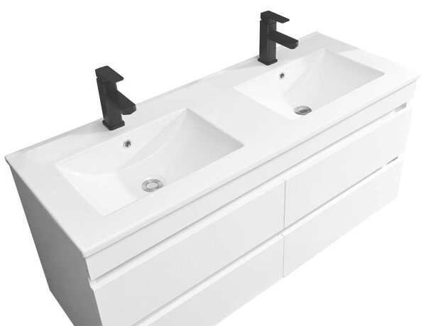 Leziter CUBE120 Cube Fürdőszobabútor 120 cm kerámia mosdóval tükörrel 60x120 cm magasfényű festett fehér