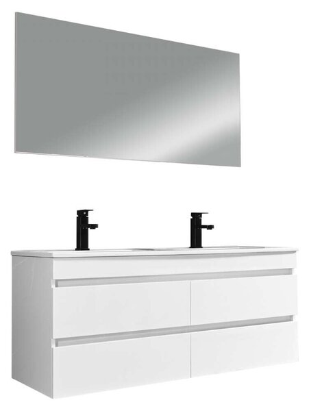 Leziter CUBE120 Cube Fürdőszobabútor 120 cm kerámia mosdóval tükörrel 60x120 cm magasfényű festett fehér