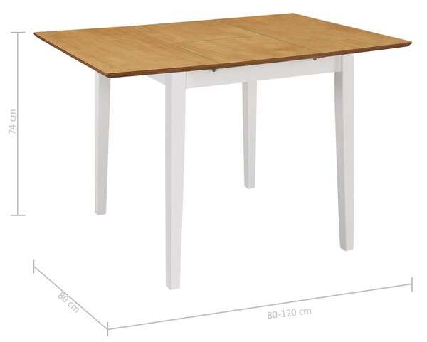 Fehér kihúzható MDF étkezőasztal (80-120)x80x74 cm