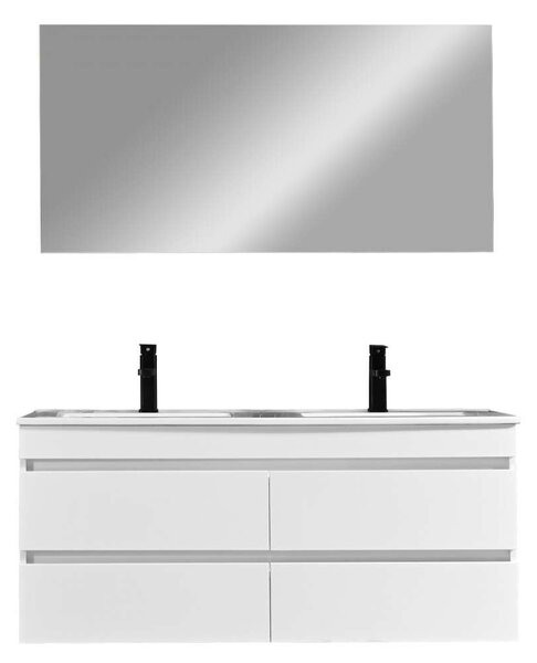 Leziter CUBE120 Cube Fürdőszobabútor 120 cm kerámia mosdóval tükörrel 60x120 cm magasfényű festett fehér