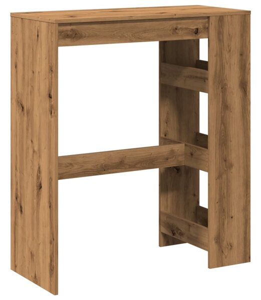 Kézműves tölgy szerelt fa bárasztal tárolókkal 90x40x103,5 cm