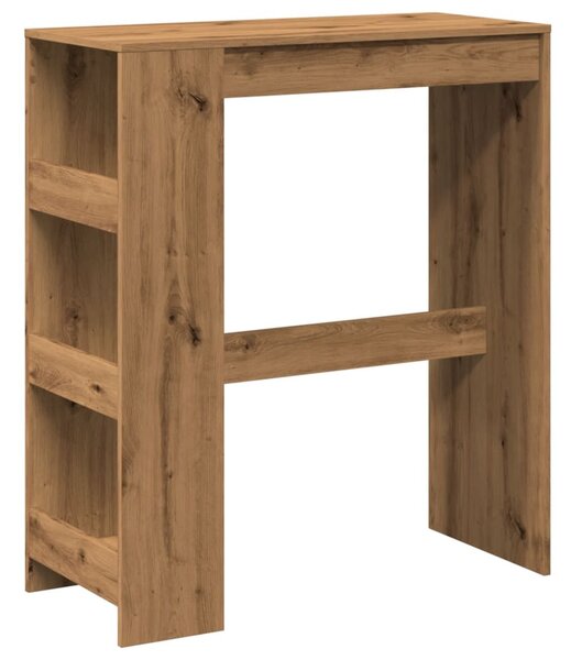 Kézműves tölgy szerelt fa bárasztal tárolókkal 90x40x103,5 cm