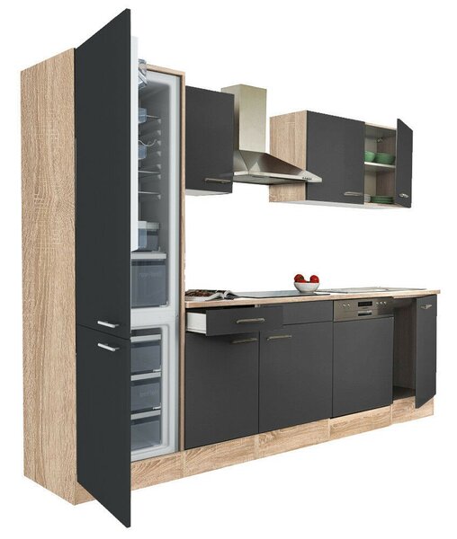 Yorki Konyhabútor - Sonoma Tölgy/Antracit - 280 cm