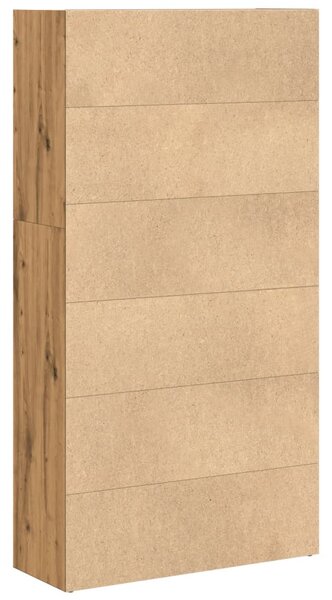 Kézműves tölgy színű szerelt fa könyvespolc 80 x 30 x 152 cm