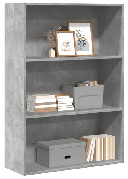 Betonszürke szerelt fa könyvespolc 80 x 30 x 114 cm