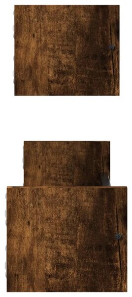 2 db füstös tölgy színű fali polc rúddal 60 x 16 x 14 cm