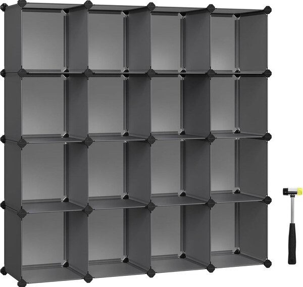 SONGMICS 16 kockás DIY polcrendszer és cipőtároló, szürke