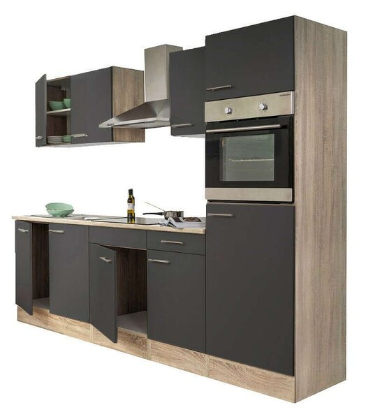 Yorki Konyhabútor - Sonoma Tölgy/Antracit - 270 cm