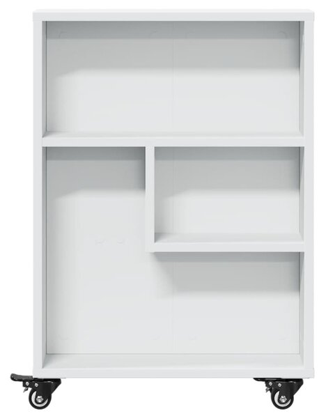 Fehér szerelt fa keskeny tárolókocsi 48 x 13 x 68 cm