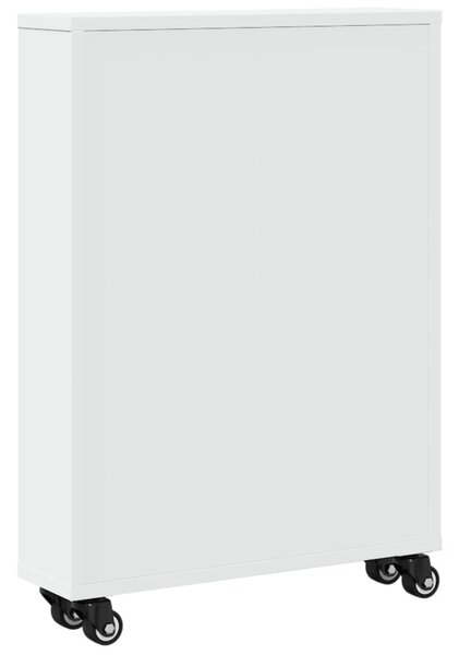 Fehér szerelt fa keskeny tárolókocsi 48 x 13 x 68 cm