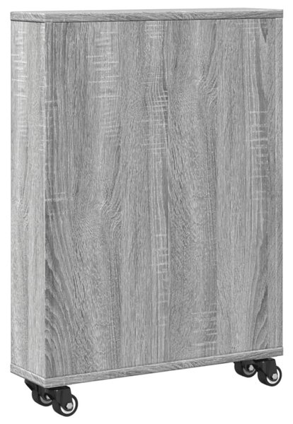 Szürke sonoma színű szerelt fa keskeny tárolókocsi 48x13x68 cm