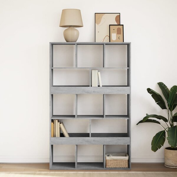 Betonszürke szerelt fa könyvespolc 100 x 33 x 156,5 cm