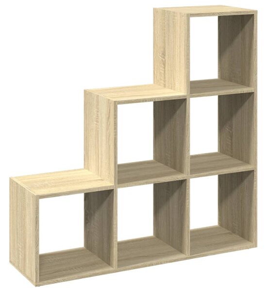 3 szintes sonoma tölgy fa térelválasztó könyvespolc 99x29x99 cm