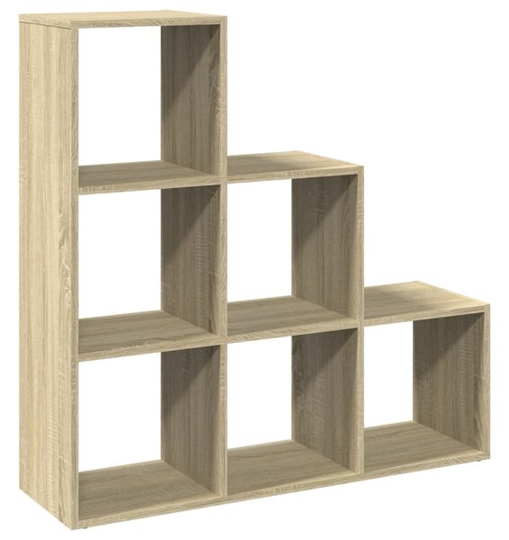 3 szintes sonoma tölgy fa térelválasztó könyvespolc 99x29x99 cm