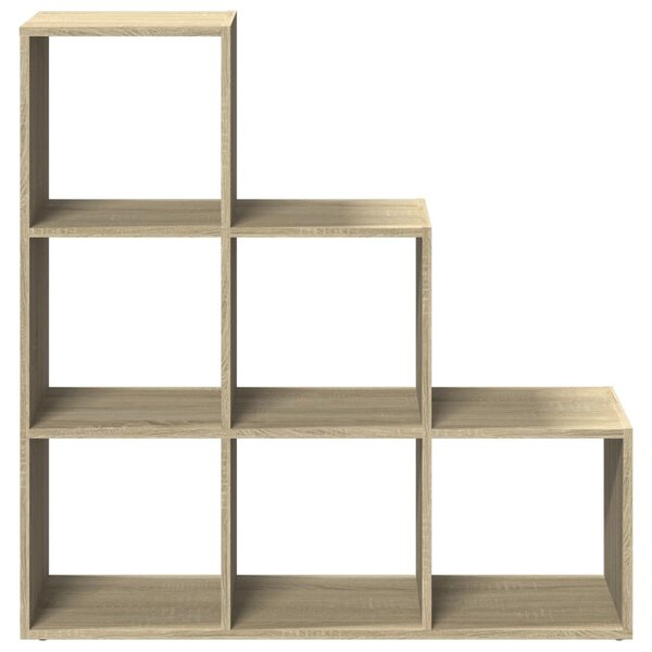 3 szintes sonoma tölgy fa térelválasztó könyvespolc 99x29x99 cm