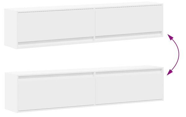 Fehér falra szerelhető TV-szekrény LED-del 180 x 31 x 38 cm