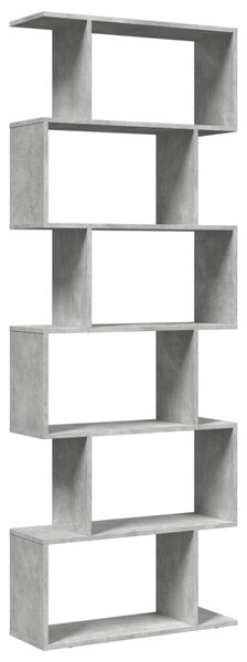 6 szintes betonszürke fa térelválasztó könyvespolc 70x24x193 cm