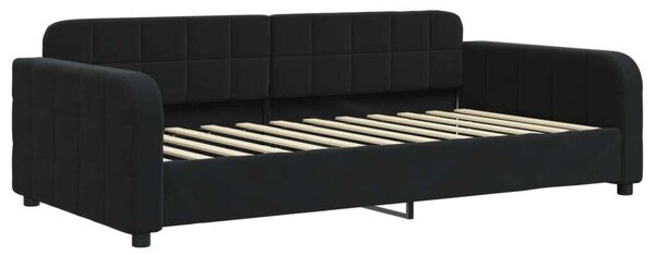VidaXL fekete kihúzható bársony heverő matraccal 100 x 200 cm