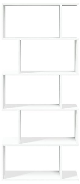 5-szintes szobaelválasztó könyvespolc fehér 70 x 24 x 161 cm rétegelt fa