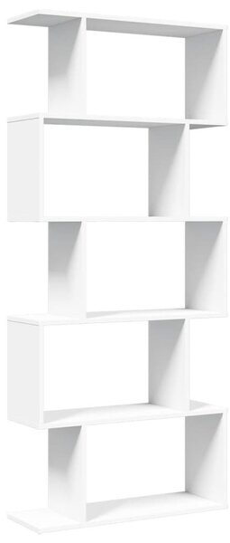 5-szintes szobaelválasztó könyvespolc fehér 70 x 24 x 161 cm rétegelt fa