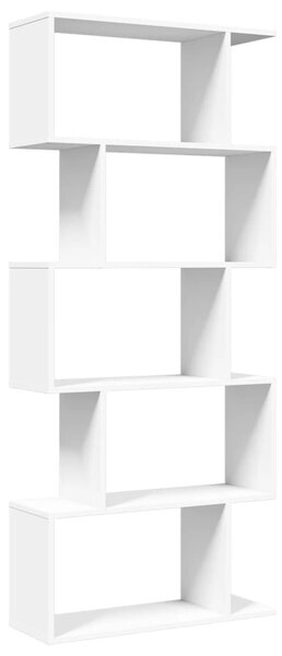 5-szintes szobaelválasztó könyvespolc fehér 70 x 24 x 161 cm rétegelt fa