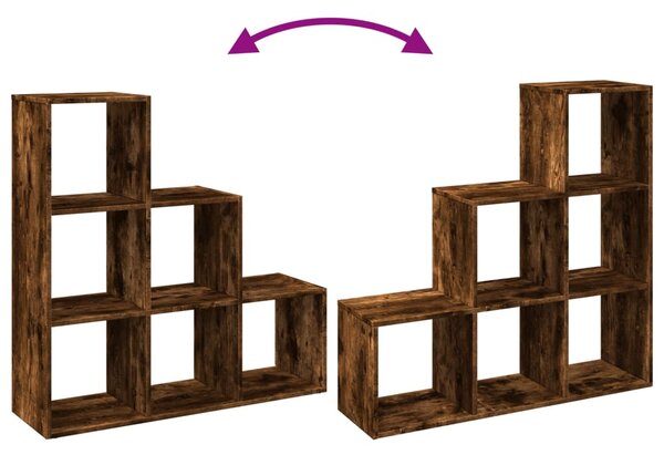 3 szintes füstös tölgy fa elválasztó könyvespolc 99x29x99 cm