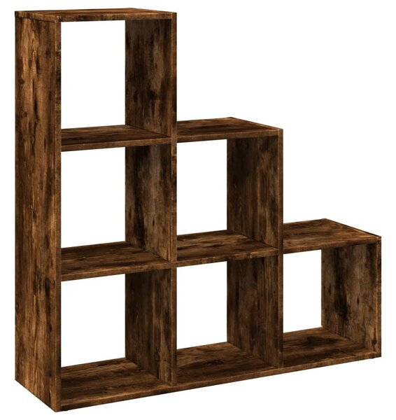 3 szintes füstös tölgy fa elválasztó könyvespolc 99x29x99 cm